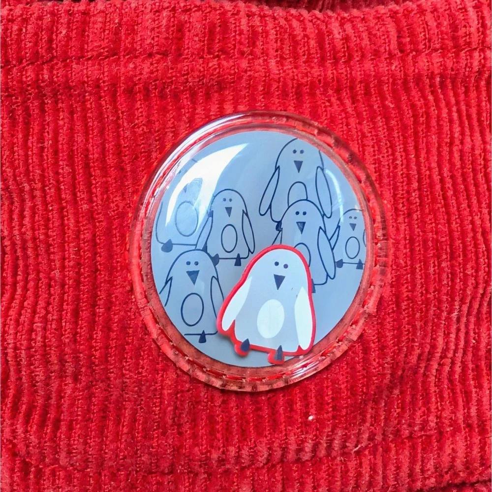 Vintage Osh Kosh Baby Bgosh‎ Corduroy Penguin Overalls Y2K Red Size 3-6 Months